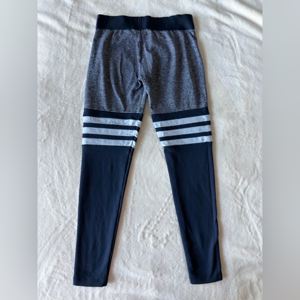 Bombshell Navy Mesh Knee Panel Stripe Leggings Size M - Picture 3 of 6